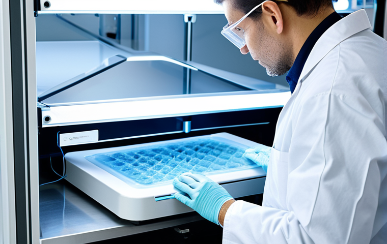 Bioprinting in Action**

"A scientist in a clean, modern laboratory, fully clothed in appropriate lab attire, carefully monitoring a bioprinting machine creating a complex tissue structure. The machine glows softly, highlighting the intricate layers being printed. Microfluidic channels are visible within the structure. Focus on the precision and technology. safe for work, appropriate content, professional, perfect anatomy, correct proportions, well-formed hands."

**