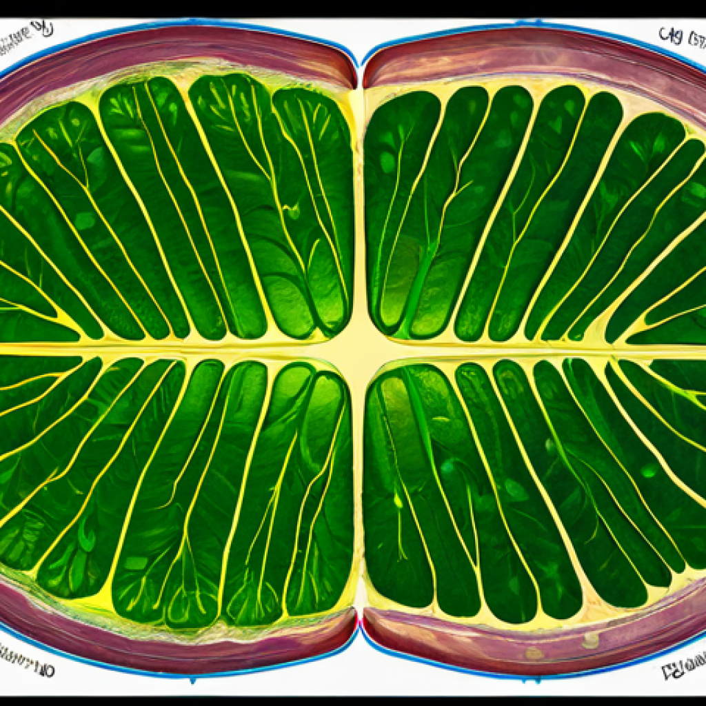 광합성과 탄소 고정 - Chloroplast Interior**

"Detailed microscopic view inside a chloroplast, showcasing the thylakoid me...